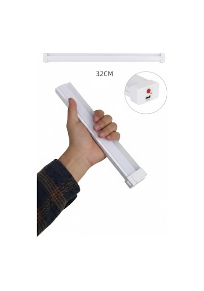 Usb Şarjlı 3 Modlu Mıknatıslı Otel-yurt-ev-kamp Feneri Led Şarjlı Işıldak 10 W 32 Cm Renkli