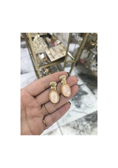 Simli Ve Gold Detaylı Zarif Küpe Altın
