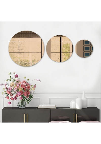 Decorıta Ayna - 3'Lü Takım Daire Ayna Şeffaf