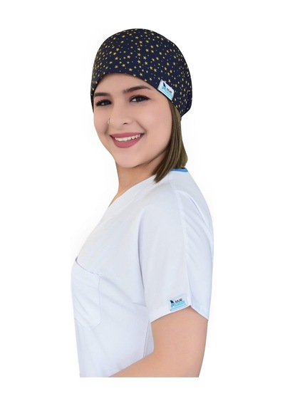 Unisex Yıldız Desenli Doktor Hemşire Aşçı Hastane Cerrahi Bonesi Beyaz Beyaz