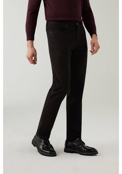 Erkek Siyah Regular Fit Üst Cep Kanvas Pantolon