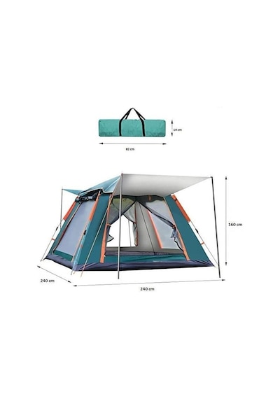 Yek Outdoor 4 Kişilik Tam Otomatik Tenteli Kamp Çadırı 240x240x160 Yeşil
