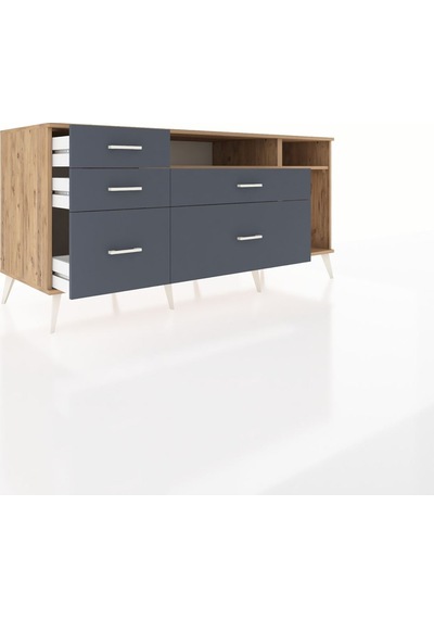 Kronos Konsol 2 Raflı 5 Çekmeceli 176x59x83 Çam-çam/antrasit Çam/antrasit Kronos Konsol 2 Raflı 5 Çekmeceli 176x59x83 Çam-çam/antrasit Çam/antrasit