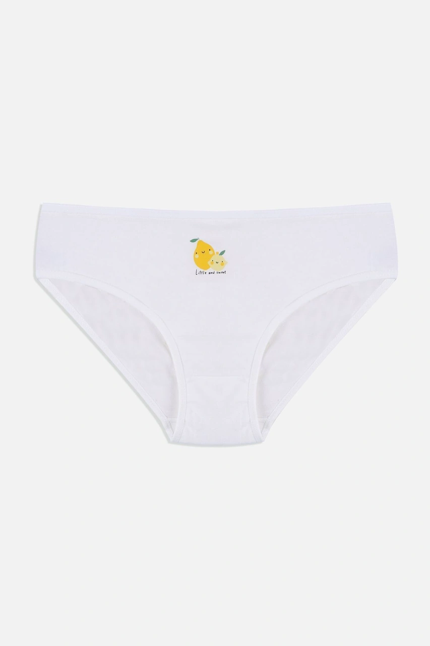 Koza İç Giyim Kız Çocuk 3'lü Penguen Desenli Slip 1050 Beyaz - Sarı