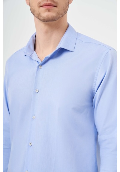 Morven Erkek A. Mavi Pamuk Baskılı Desenli İtalyan Yaka Slim Fit Gömlek 24mc004100311 A. Mavi