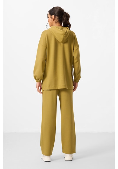 Koyu Hardal Yumuşak Dokulu Kapüşonlu Oversize Kadın Eşofman Tunik Takım - 95348 Koyu Hardal/koyu Hardal