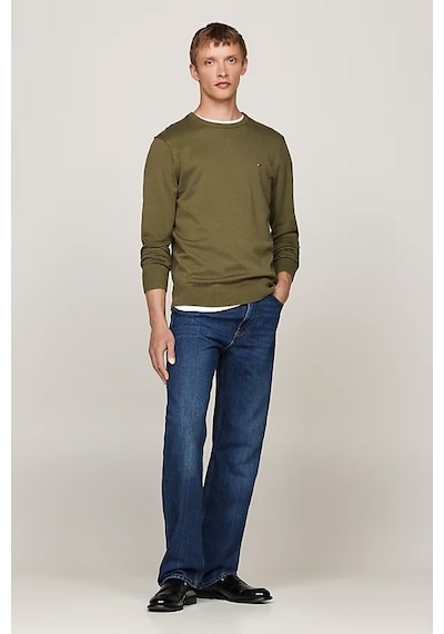 Tommy Hilfiger Erkek Bisiklet Yaka Kazak - Yeşil Green