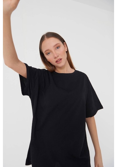Blackjack Giyim Siyah Düz Oversize Tshirt Siyah