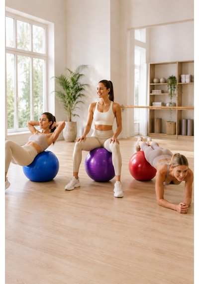 3 Lü Set 55 Cm Pilates Topu Ve Şişirme Pompası Mavi Mor Kırmızı Denge Yoga Fitness Egzersiz Topu Çok Renkli