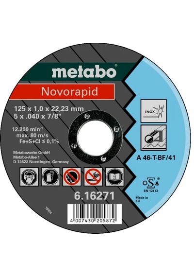 Metabo 616271000 Novorapid 125x1,0x22,23 İnox Kesme Diski 25 Adet