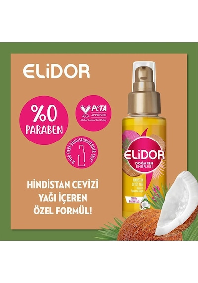 Elidor Serum Saç Bakım Yağı Hindistan Cevizi Yağı 80 Ml X2