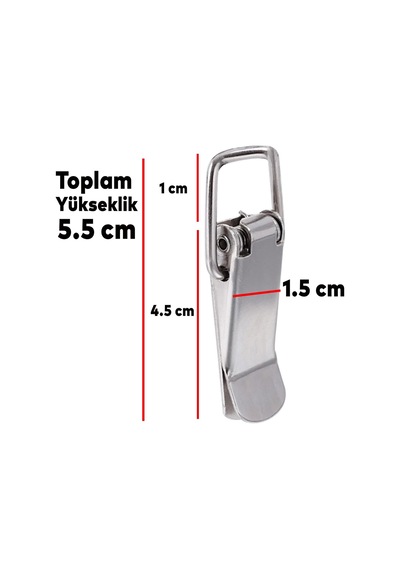 Gergi Mandalı Çelik Sandık Kaput Kilidi Klipsi 5.5 Cm Düz Parlak Krom 2 Adet Diğer
