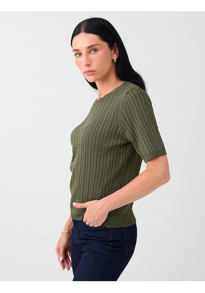 Jimmy Key Haki Düz Kesim Polo Yaka Triko Kazak 6ww137896312
