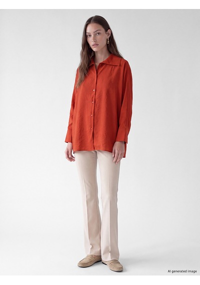 Lcw Modest Turuncu Modal Karışımlı Kadın Gömlek Tunik Xl-2xl