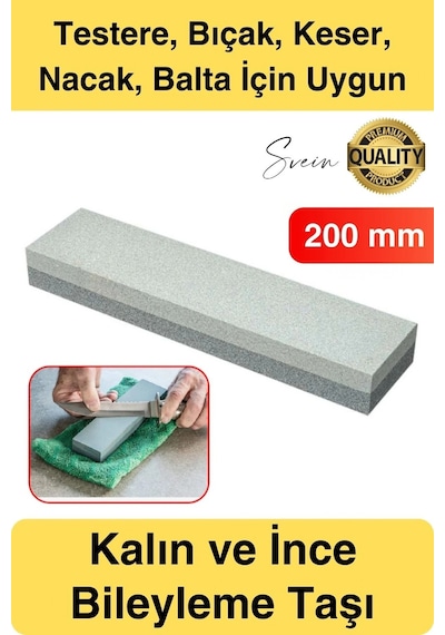 Premium Bıçak Bileme Taşı Çift Taraflı 200 Mm Kaba Ve İnce Dikdörtgen Biley Testere Nacak Satır