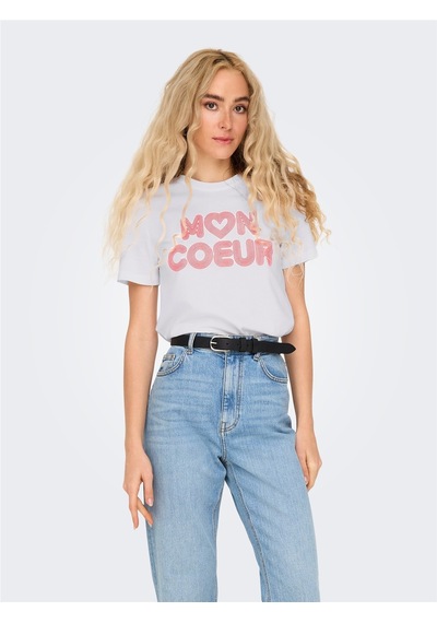 Only Onlarıya Lıfe Reg S/s Love Top Box Jrs Kadın Beyaz T-shirt - 15343191