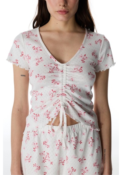 Penti Pembe Blossom Pamuklu Pointel Tişört Pijama Üstü