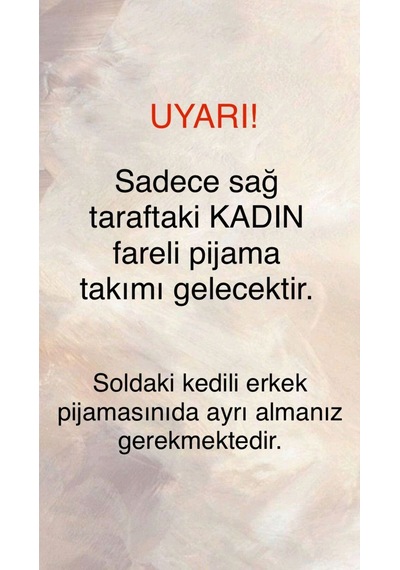 Mh Moony Homewears Kadın Tekli Farecik Pijama Çift Pijamasının Kadını Krem