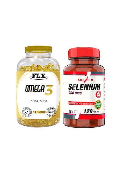 Flx Omega 3 Balık Yağı 90 Softgel & Nevfix Selenyum 200 Mcg 120