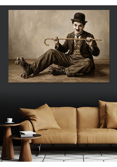 Ahşap Tablo Bastonuyla Oturan Şık Modern Adam