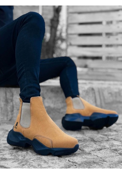 Boa Ba0444 Bağcıksız Rahat Yüksek Taban Camel Erkek Spor Yarım Bilek Bot Çok Renkli
