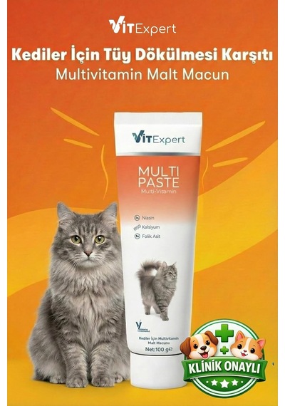 Multi Paste Tüm Kediler Için Multi Vitamin Bağışıklık Ve Tüy Sağlığı Tamamlayıcı Malt Macun 100 Gr