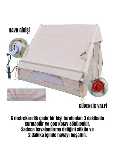 Realx 8 Kişilik 4 Mevsim Su Geçirmez Şişme Kamp Çadırı 300 x 210 x 190 CM Bej