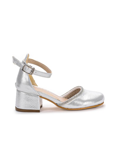 Kiko Kids 771 Taşlı Kız Çocuk 5 Cm Topuklu Sandalet Ayakkab Gümüş