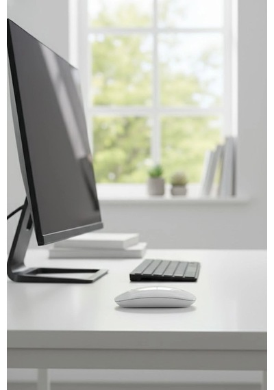 Durukar Beyaz Renkli Ergonomik Sessiz Kablosuz Mouse Usb Alıcılı, Ofis Ve Oyun İçin Konforlu Bilg