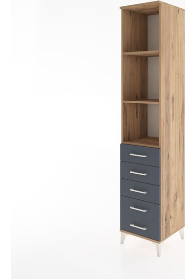 Hyperion Dolap 3 Raflı 5 Çekmeceli 44x44x221 Çam-antrasit Atlas Çam