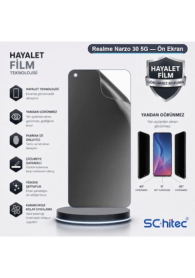 Narzo 30 5g Uyumlu Ön Yüzey Hayalet Privacy Hidrojel Ekran Koruyucu