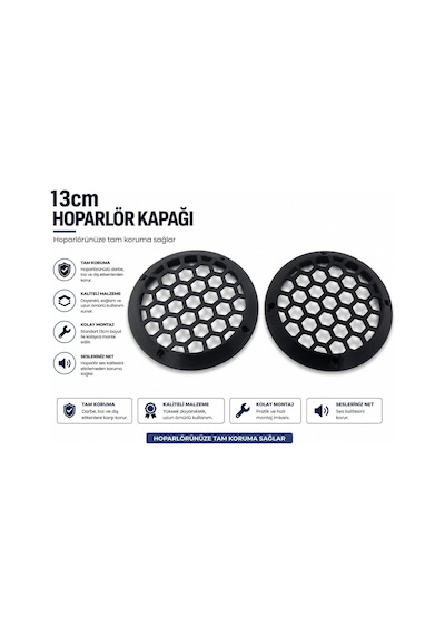 13cm Hoparlör Kapağı - Plastik Kaliteli Midrange Hoparlör Kapak 13 Cm - 2 Adet
