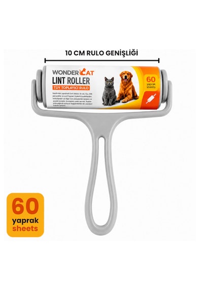 Wondercat Yüksek Yapışkanlı Tüy Toplama Rulosu 60 Yaprak 10 Cm