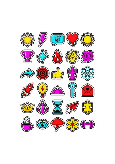 Sanat Tasarım Pop Sticker Seti 150 Adet - 5'li Mega Paket - Laptop Defter Ajanda Etiketi Çok Renkli