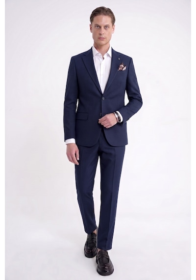 Efor Slim Fit Mono Yaka %97 Tencel Kumaş Çift Yırtmaç Esnek Lacivert Takım Elbise Tk 941
