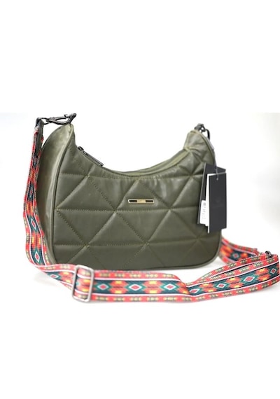 Guard Leather Kapitone Kadın Omuz Çantası + Renkli Kartlık Yeşil