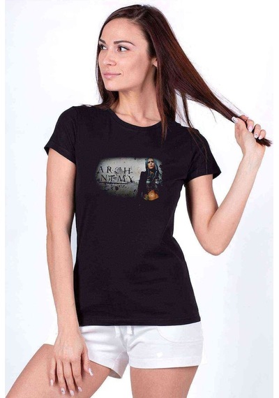 Arch Enemy Angela Gossow Baskılı Siyah Kadın Tshirt