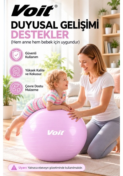65 cm Pilates Topu Pompa Dahil Fitness ve Denge Egzersiz Topu Lila