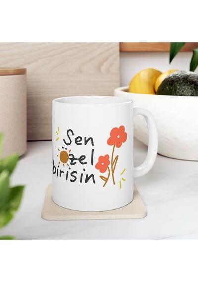 Sen Özel Birisin Baskılı - Motivasyon Temalı - Doğum Günü Hediyesi - Hediye Porselen Kupa Bardak Beyaz