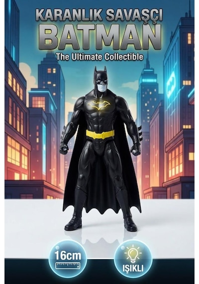 TıfılToys Karanlık Savaşçı Batman Detaylı Işıklı Özellikli 16 Cm Koleksiyon Figürü Oyuncak