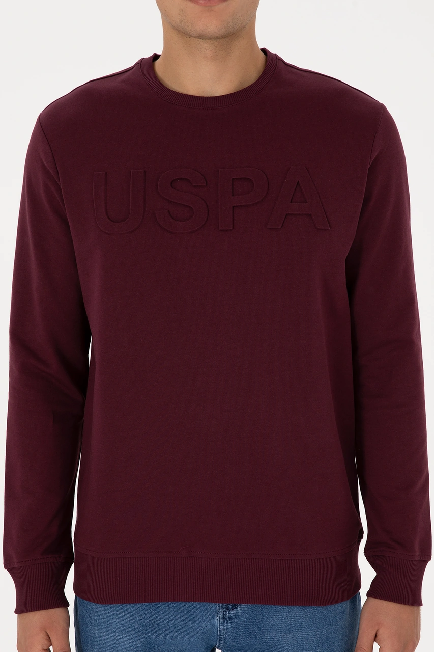 U.S. Polo Assn. Erkek Regular Fit Bisiklet Yaka Bordo Basic Sweatshirt 50307793-VR177 U.S. Polo Assn. Erkek Regular Fit Bisiklet Yaka Bordo Basic Sweatshirt 50307793-VR177