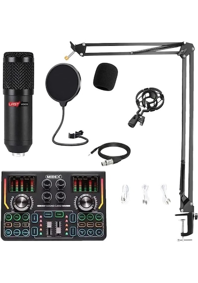 Lastvoice Bm800 Titanium V2 Set Efektli Ses Kartı Mikrofon Stand Kayıt Canlı Yayın Pc Ve Telefon