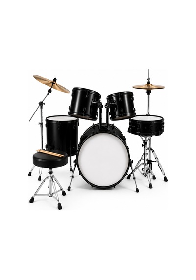 Siyah 8 Parça Akustik Bateri Seti Yetişkin Tabure Dahil Profesyonel Davul Seti