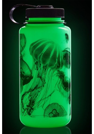 Nalgene Wide Mouth 32 Oz Suluk Matara 1 Litre Glowyld Jellyfish 682025-0031 Yeşil
