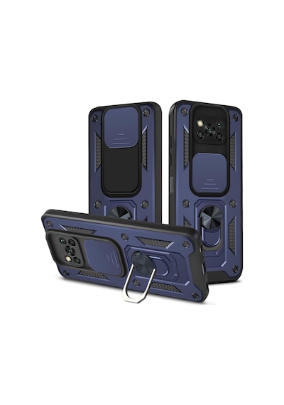 Teleplus Xiaomi Poco X3 Pro Kılıf Magnetik Standlı Kamera Korumalı Slide Sürgülü Cover Kapak