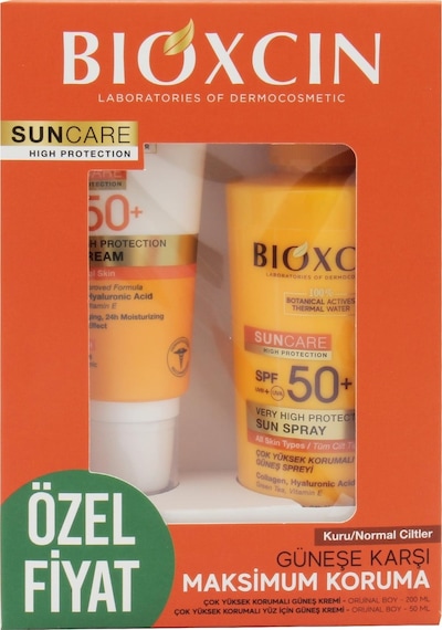 Bioxcin Kuru ve Normal Ciltler İçin Güneş Kremi SPF50+ 50 ML + Tüm Ciltler İçin Güneş Spreyi SP50+ 200 ML