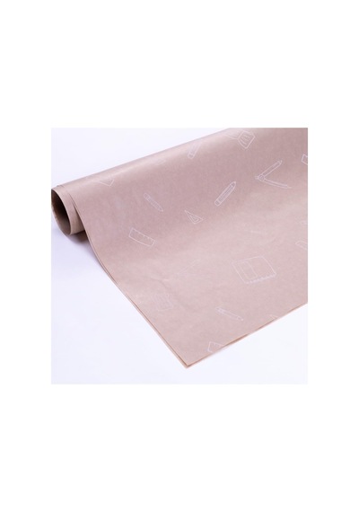 Bimotif 5li Büyük Boy Ambalaj, Paket Kağıdı, 70x100 Cm Kırtasiye Desenli, Kraft-beyaz 1