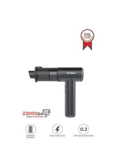 Torima LT102 22.000 PA Güçlü Emiş Usb-c Şarjlı Araç İçi El Süpürgesi (İthalatçı Garanti)