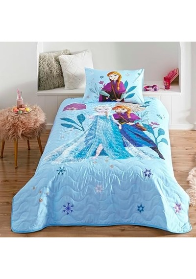 Frozen Flower Power Cpp Standart Pamuk-polyester Nevresim Takımı, Mavi, Tek Kişilik 0