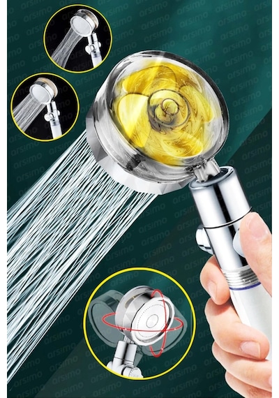 Duş Başlığı Turbo Pervaneli Serinletici Tasarım Sarı